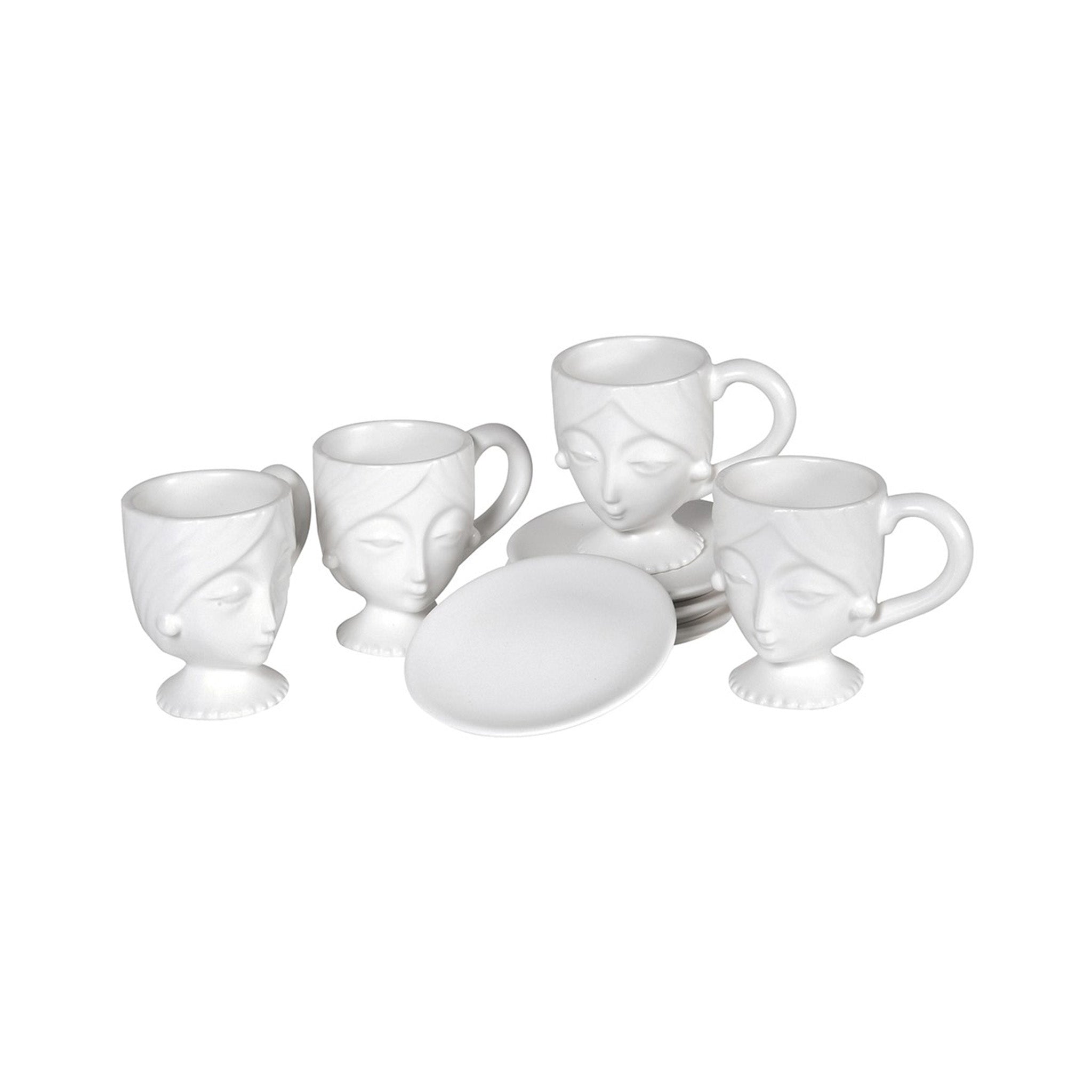 White Lady Cup and Saucers - Set of 4